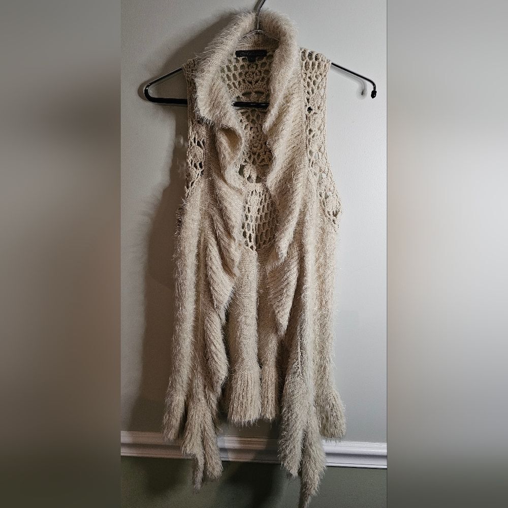 Women's Cream Sleeveless Sweater Vest Size Large - Picture 2 of 5